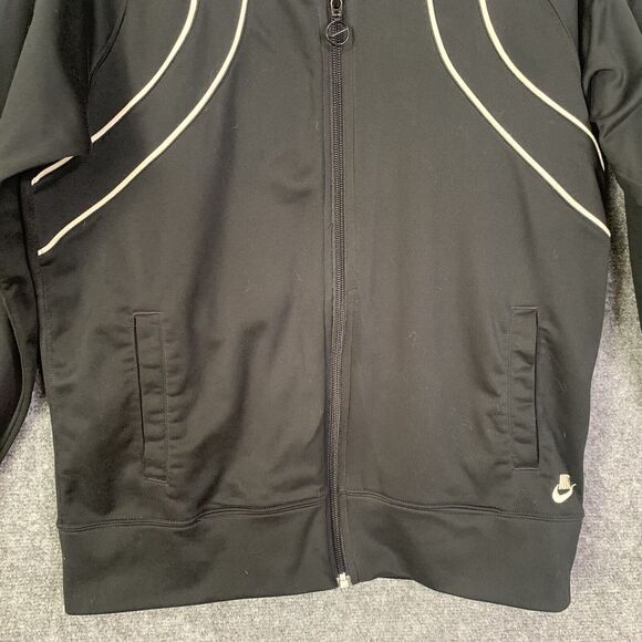 Nike Full Zip Light Weight Jacket Women M Black W/White Cording Pockets Raglan - Picture 3 of 12